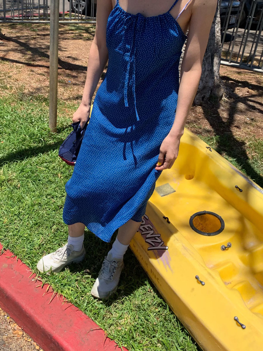 blue dots dress