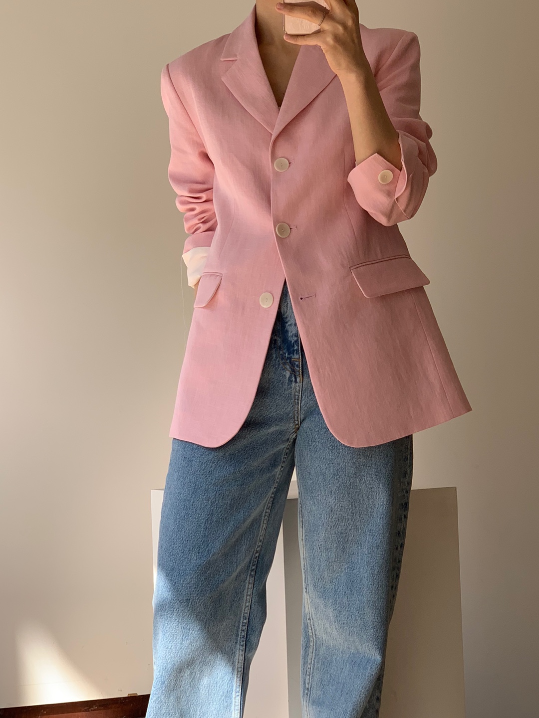 adore linen jacket-pink