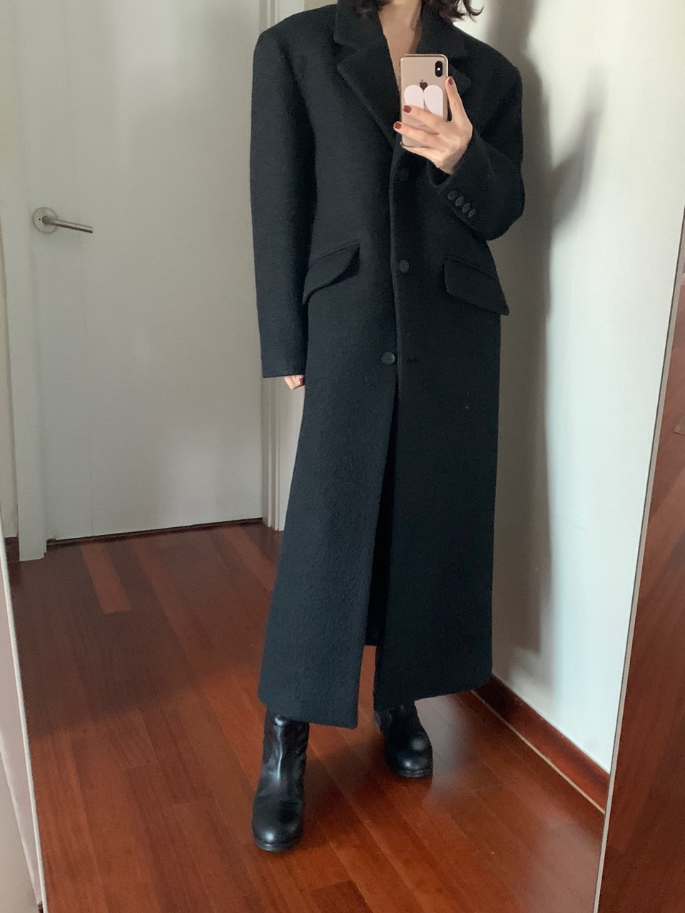angora boxy coat-black