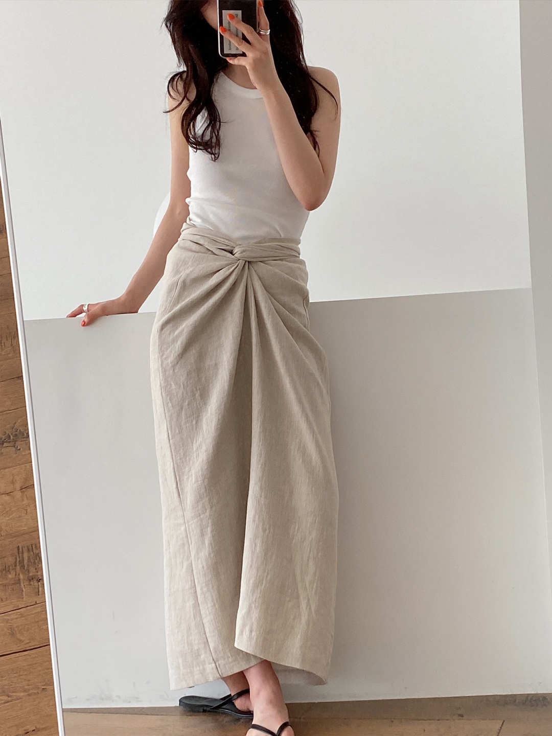 linen twist skirt(배송지연)
