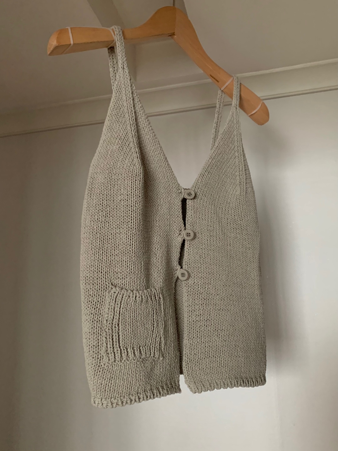 cotton knit vest-khaki